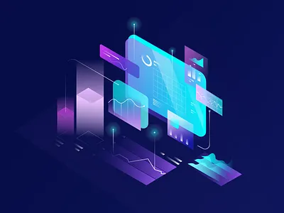 Illustration for cryptocurrency bitcoin crypto currency design gradient illustration interface mining page site web