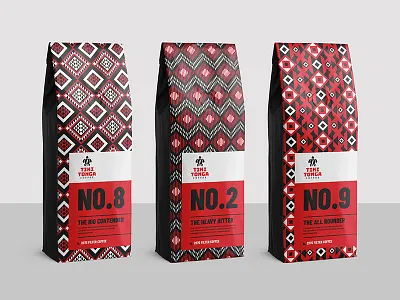 Tiki Tonga Coffee Redesign black brand branding design logo packaging pattern product red type typography white