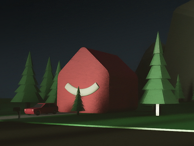 Happy Night 3d brand branding happy house logo realestate render smile woods