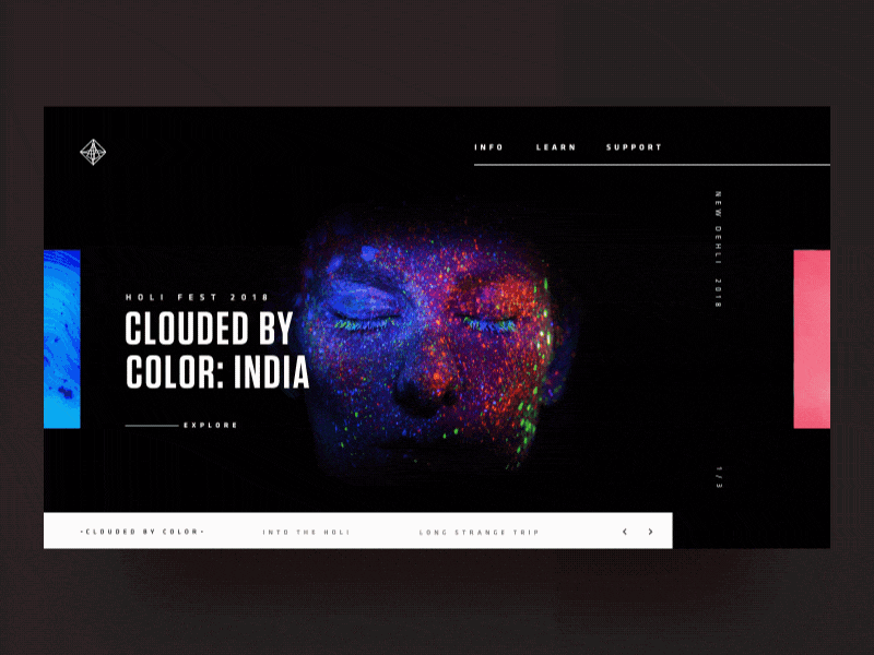 Landing Concept animation carousel concept dark grid interaction landing minimal mondrian ui ux web