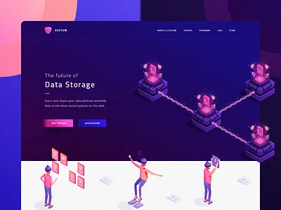 Scutum Ico Landing Page affinity bitcoin blockchain crypto data ico illustration isometric landing security storage