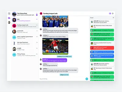 Web Chat Client chat client desktop feed goal list messages nudds photo sport web