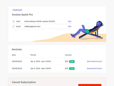 IQ paid user billing page fintech invoice invoicequick invoicing iq quick