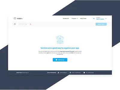Sloppy.Io Create New Project blue boxes clickstarter container create deploy light blue new project projects ui user interface ux