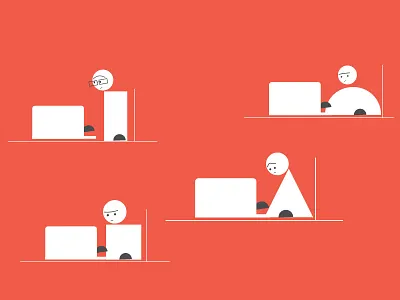 Minimal Character Design! expressions flat geometric minimal monochrome rectangle red and black simple square triangular