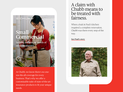 Chubb - Mobile chubb corporate insurance mobile testimonial ui ux web