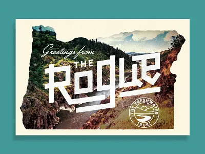 Greetings from The Rogue fish freshwater kayak oregon postcard river rivers rogue vintage water