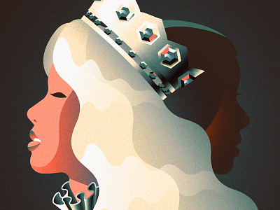 Light & Shadow crown digital girl illustration light portrait profile shadow texture vector
