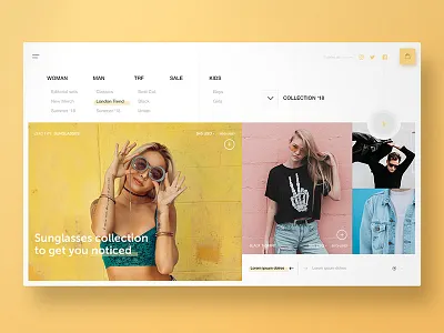 eCommerce header section adobe xd ecommerce girl header invision krsdesign studio ui ux yellow