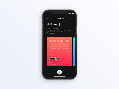 Schedule - Daily UI challenge 071 button calender dailyui gradient ios iphone meeting minimal schedule trending ux