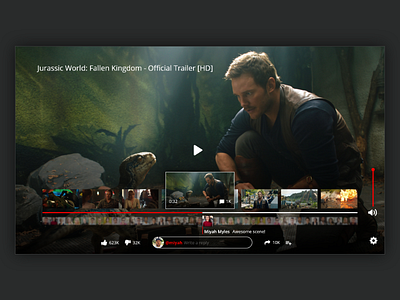 Youtube Player Redesign Scene Comments! challenge flat redesign ui uplabs ux vote youtube