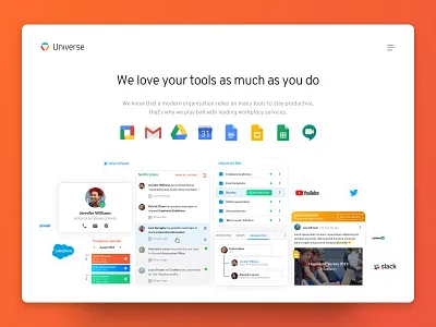 We’re Universe header hero landing page orange universe webdesign workplace