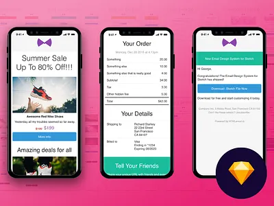 Email Template Design System and UI Kit for Sketch design system email email template freebie html newsletter responsive sketch uikit