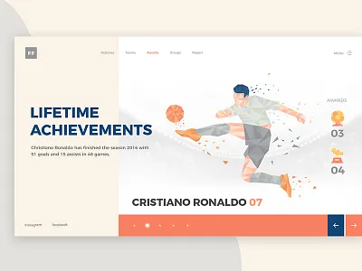 Football Awards 2018 achievements awards creative design football games goals matches player uiux web design
