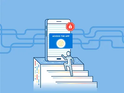 Access Controls in React Native access app biometrics fingerprint illustration lock mobile tech