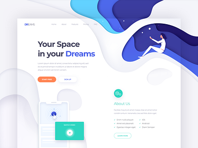 Dreams - Landing Page clean colors design illustration landing one page ui ux web