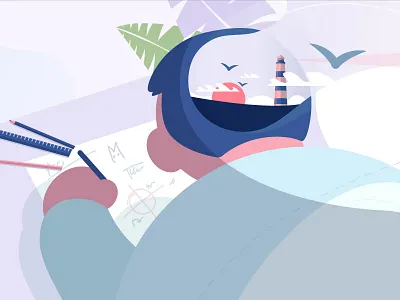 The brand begins in mind ad advertisement brand drawing illustration line marketing mind peace sea sketch work