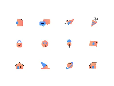 Icon Set for openlistings.com blue icon icons illustrations open listings pink real estate set