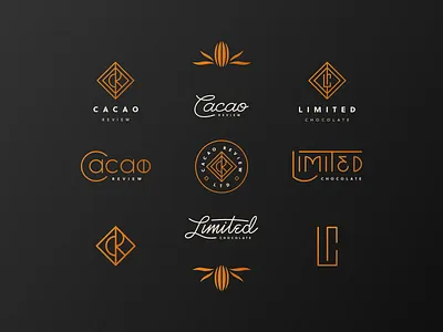 Cacao Review Brand and Elements badge bean brand branding c cacao chocolate logo marks monogram r
