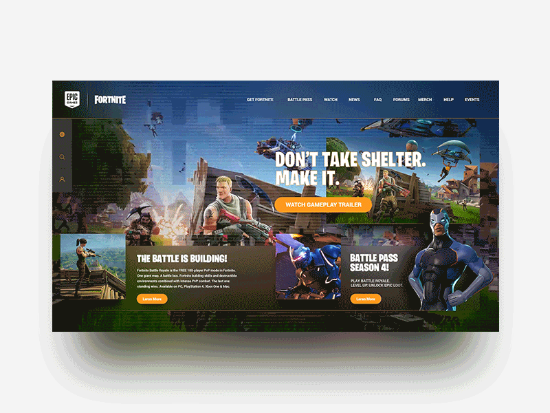 Fortnite Landing Page Re-Design apple design fortnite glitch landing motion page site ui ux web