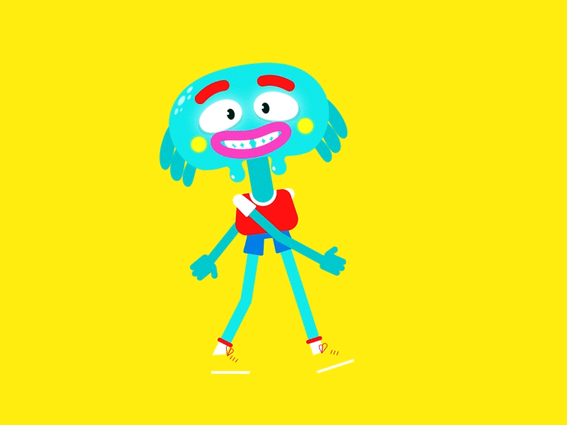 Robert) animation character gif hello hi loop walk yellow