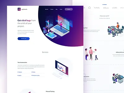 Apphawks agency agency web gradients illustrations isometric qa company qa design web design