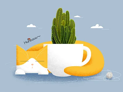 Orange cat animal cat design illustration insects plant