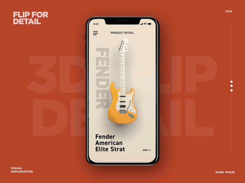 Flip For Detail 3d animation guitar instrument interaction mobile motion ui ux vietnam