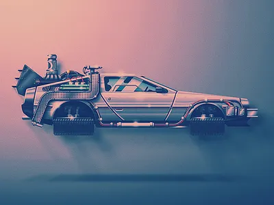 Skeuo Vector Delorean 80s back to the future badge delorean dmc lighting retro san diego skeuomorphic skeuomorphism time machine time travel