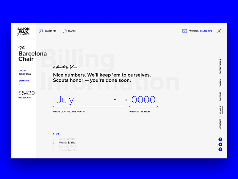 Ellion Flux Concept checkout concept dropdown ecommerce flow purchase purchaseflow ui ux