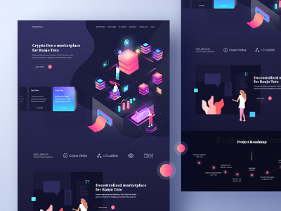 ICO Landing Dark 2018 bitcoin blockchain crypto dark ethereum illustration token ui vector web design whitepaper