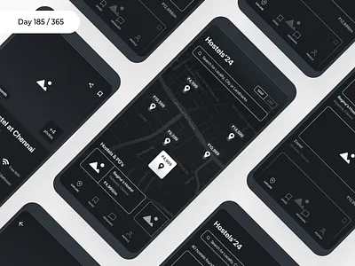 Hostel/PG Finder App Wireframe | Day 185/365 - Project365 challenge condos daily ui design finder hostels mobile app paying guests project365 wireframe wireframe wednesday