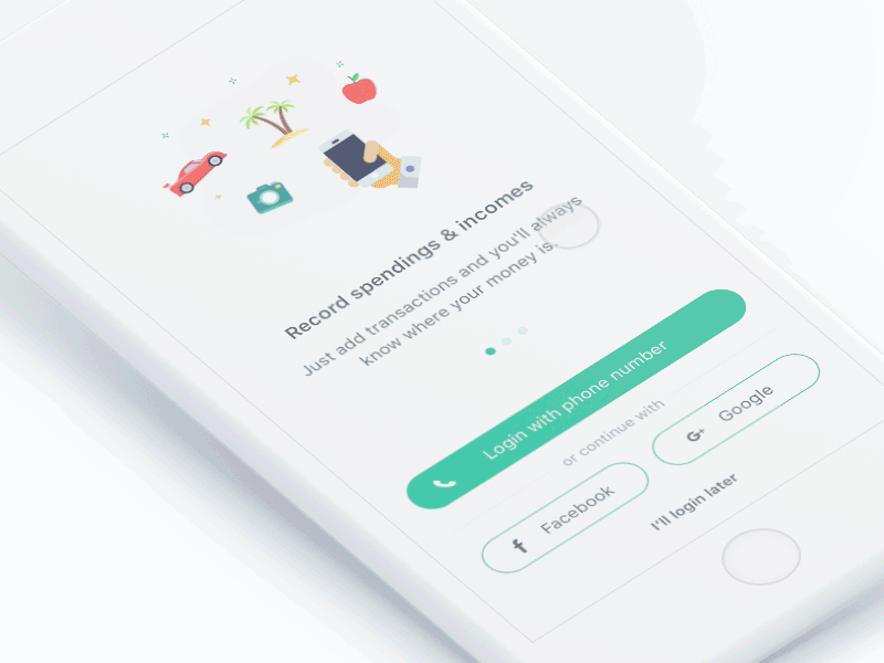 Money Management App Onboarding animation calendar expense flat icon illustration mobile money onboarding principle tracker