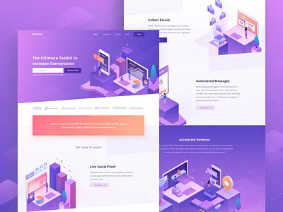 Notifia - Marketing Tools Landing Page analytic convertion dashboard finance illustration isometric landing page marketing website
