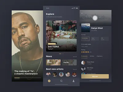 Freebie-dark-Rebound album app freebie ios iphonex mobile music product sketch song streaming