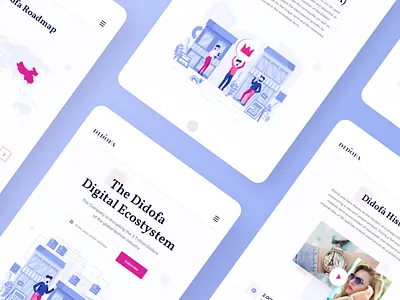 Didofa Tablet blockchain cryptocurrency blockchain ecosystem clean visual minimal design fashion industry ico webpage flat illustration landing page design interface purple blue colors responsive tablet solution ui ux