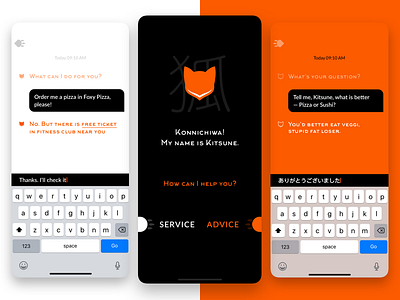 Kitsune chatbot app chat chatbot concept ios mobile ui uidesign