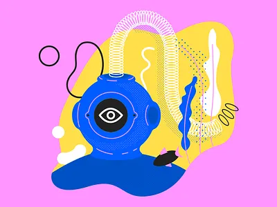 deep down character design dive illustration inspiration pattern pink sea sketch trend underwater