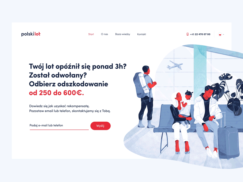 Polskilot — landing page aftereffect air animation debut flight hello illustration lot olbromski polski polskilot ui