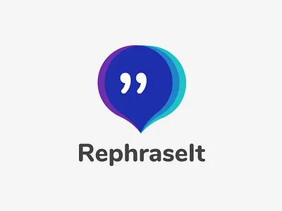 Rephraseit Logo app blue cobalt logo nunito purple talk bubble teal