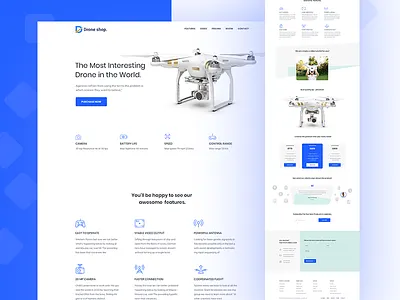 Drone shop landing page clean dji drone interface landing minimal page portfolio ui user ux website