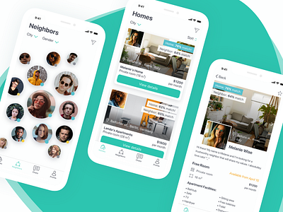 Rent Service iOS App Concept app ios lodging mobile rent social ui ux