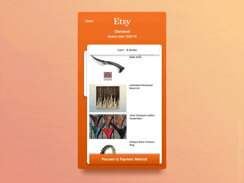 Daily UI: #002 Credit Card Checkout checkout credit card daily ui etsy shopping ui