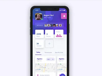 Teacher App app booking course dashboard ios lesson math mobile profile teacher trend ui
