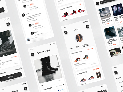 Sneakers applications hand mobile second shoes sneakers ui ux