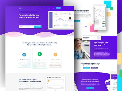 Crypto Web Landing app design gradient home illustration landing new trend ui ux web website