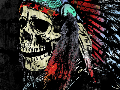 Soul Chief - Canvas Print canvas chief head dress indian native skull
