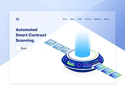 Smart Contract Scanner blockchain ethereum isometric illustration machine scanner security smart contract