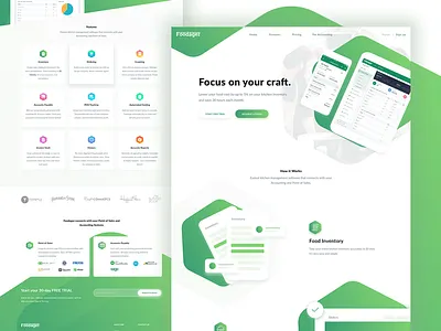 Foodager Homepage analytics chart dashboard food inventory website homepage invoice landing page table ui ux website
