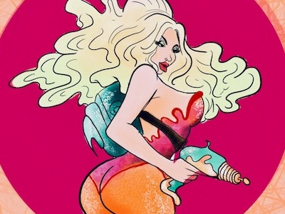 Stun Buns art design digital pinup poster retro rockabilly space